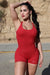 BASE ROMPER- HEATHER RED
